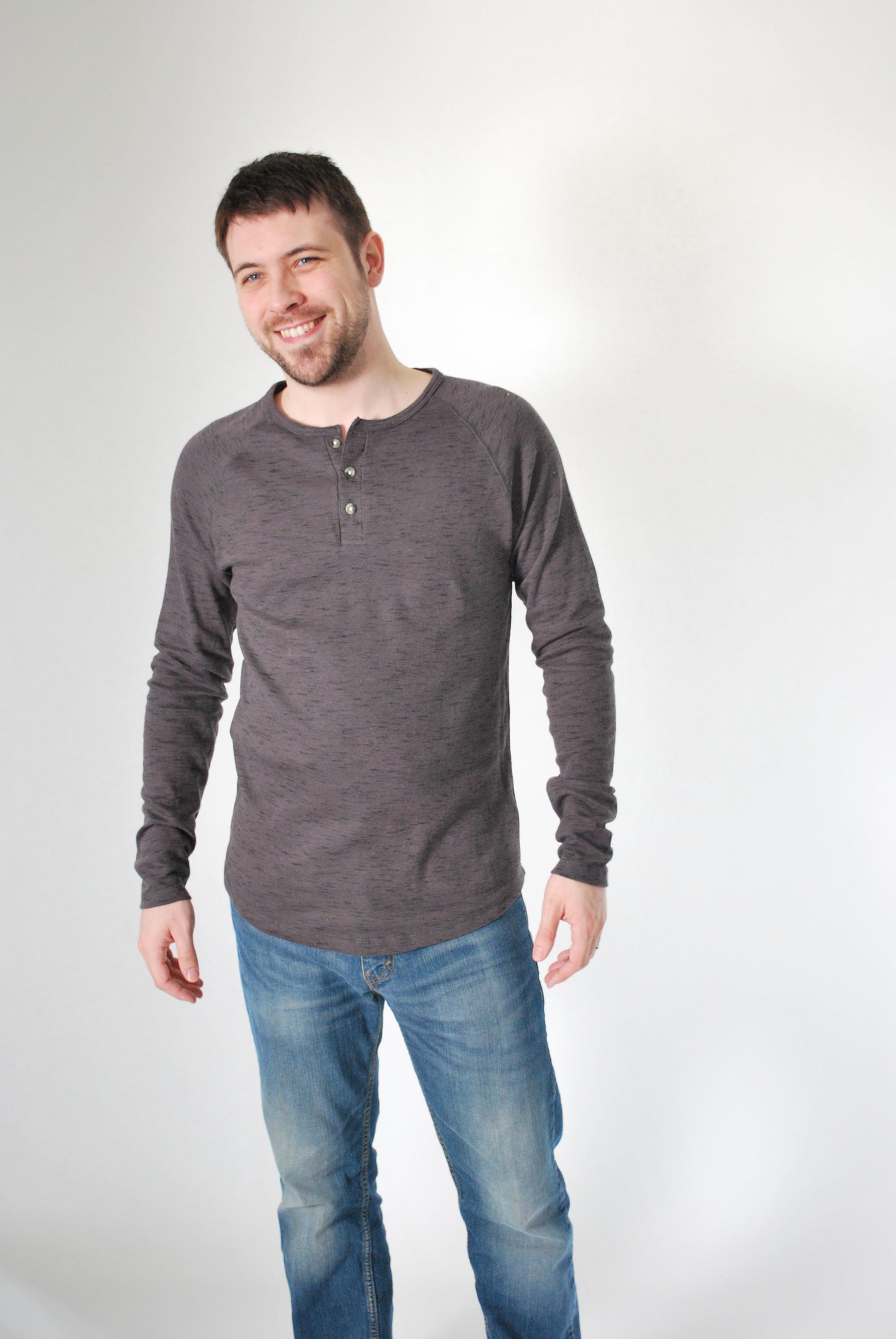 Long Sleeve Henley Charcoal