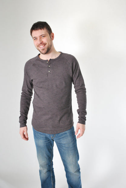 Long Sleeve Henley Charcoal