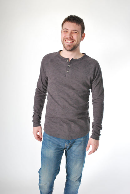 Long Sleeve Henley Charcoal